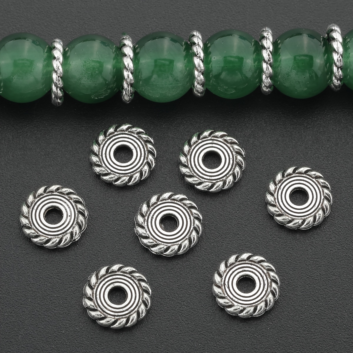 50pcs Spiral Pattern Alloy Spacer Beads for DIY Jewellery